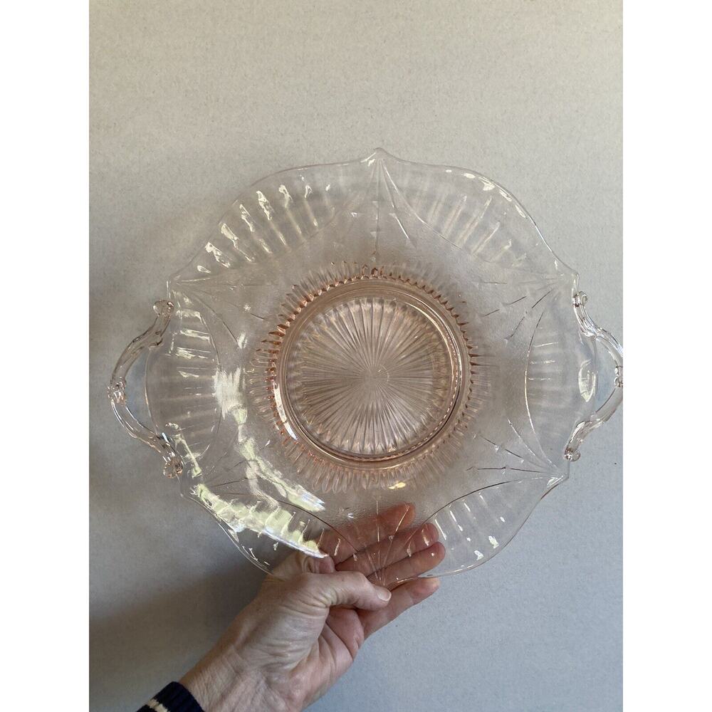 Lancaster Dart Pink Handled Cake Plate
